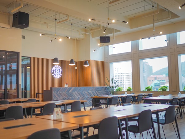 Corporate cafeteria dining hall